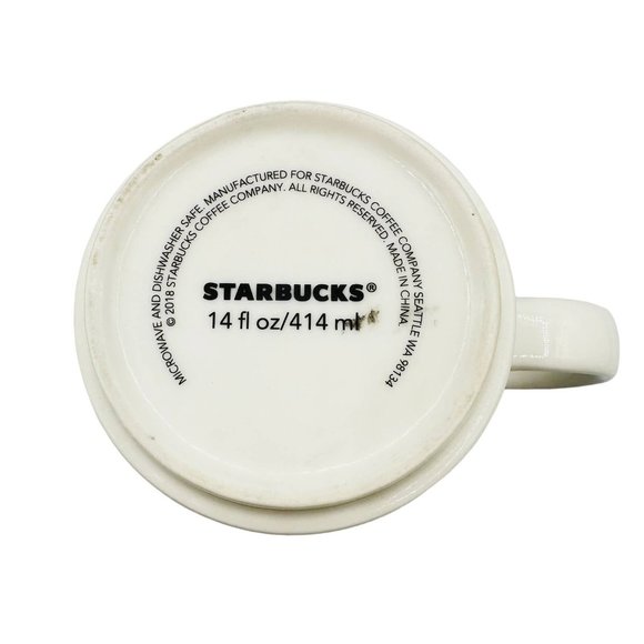 White with Black Starbucks Coffee Mug Mug 14 Fl/Oz - Picture 6 of 6